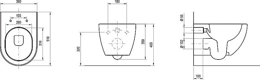 Унитаз подвесной Ravak UNI CHROME RIMOFF X01794 безободковый, черный матовый купить в интернет-магазине Sanbest