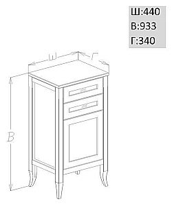 Комод Опадирис Мираж 44 светлый орех для ванной в интернет-магазине сантехники Sanbest
