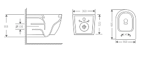 Унитаз подвесной с инсталляцией WeltWasser BAMBERG 460 + MICHIGAN 485 WT + BAMBERG GR безободковый, смыв торнадо, с крышкой микролифт, белый/кнопка серая матовая купить в интернет-магазине Sanbest