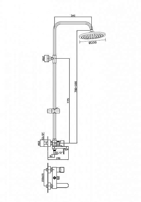 Душевая система Orange Otto M22-911cr хром купить в интернет-магазине сантехники Sanbest