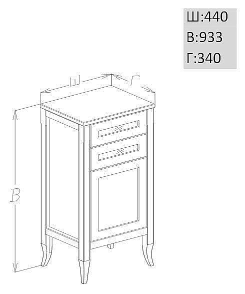Комод Опадирис Мираж 44 светлый орех для ванной в интернет-магазине сантехники Sanbest