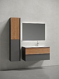 Тумба с раковиной Sancos DELTA DL100RGR + CN7015 100 дуб красный/графит для ванной в интернет-магазине Sanbest