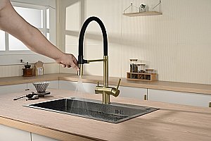 Смеситель для кухни Vincea VKF-120BG брашированное золото купить в интернет-магазине сантехники Sanbest