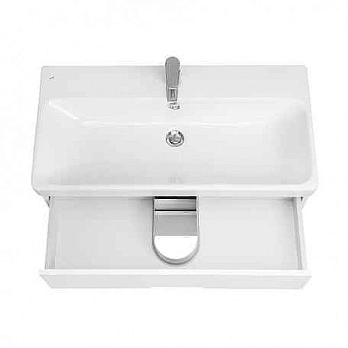 Тумба с раковиной Акватон Оливия 80 белая матовая для ванной в интернет-магазине Sanbest