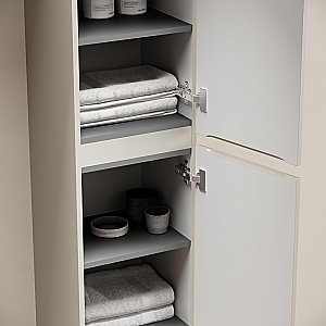 Шкаф-пенал подвесной Sancos Code PCD35GP серая платина для ванной в интернет-магазине сантехники Sanbest