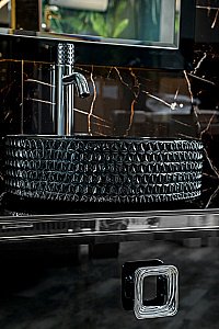 Консоль с раковиной и столешницей Armadi Art LUCIDO 770-080-B 80 глянцевый черный для ванной в интернет-магазине сантехники Sanbest