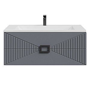 Тумба с раковиной подвесная Grossman ЛУКСОР 100 с 2-я ящ, графит матовая для ванной в интернет-магазине Sanbest