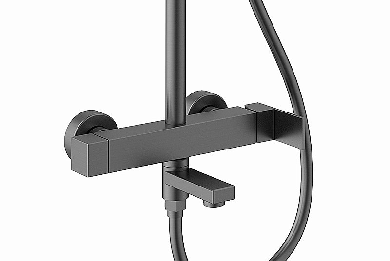 Душевая система Kaiser Cube 01582-15 вороненая сталь купить в интернет-магазине сантехники Sanbest