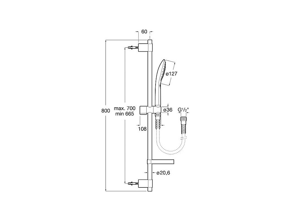 Душевая гарнитура Roca Plenum Go 5B1P11CB0 купить в интернет-магазине сантехники Sanbest