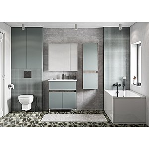 Тумба с раковиной Акватон Форест 75 дуб рошелье/сумеречный голубой для ванной в интернет-магазине Sanbest