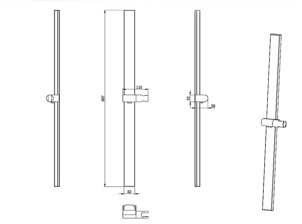 Душевая штанга WONZON & WOGHAND, Брашированное золото (WW-986210-BG) купить в интернет-магазине сантехники Sanbest