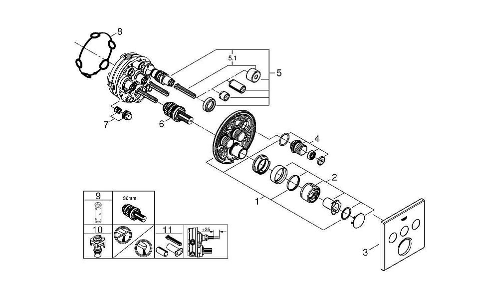 Термостат для душа Grohe Grohtherm SmartControl 29149000 купить в интернет-магазине сантехники Sanbest