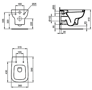 Унитаз подвесной Ideal Standard Esedra T281401 белый купить в интернет-магазине Sanbest