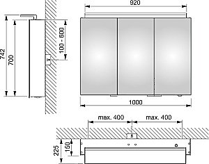 Зеркальный шкаф KEUCO Royal L1 13604171302 100 серебро купить в интернет-магазине сантехники Sanbest