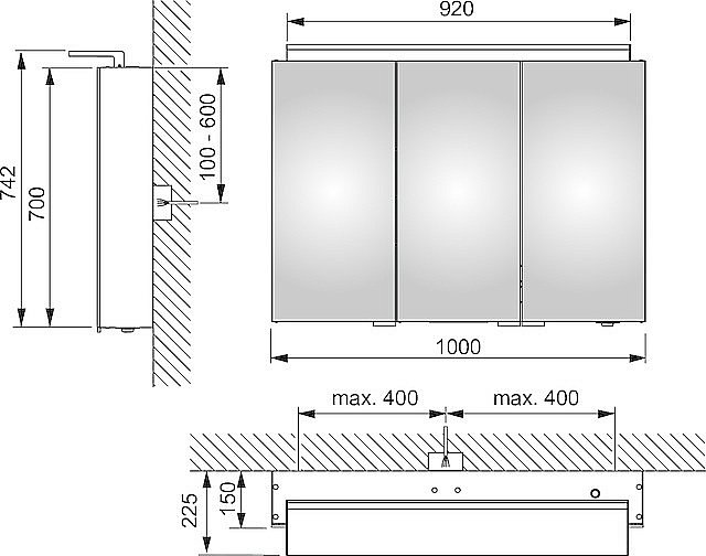 Зеркальный шкаф KEUCO Royal L1 13604171302 100 серебро купить в интернет-магазине сантехники Sanbest