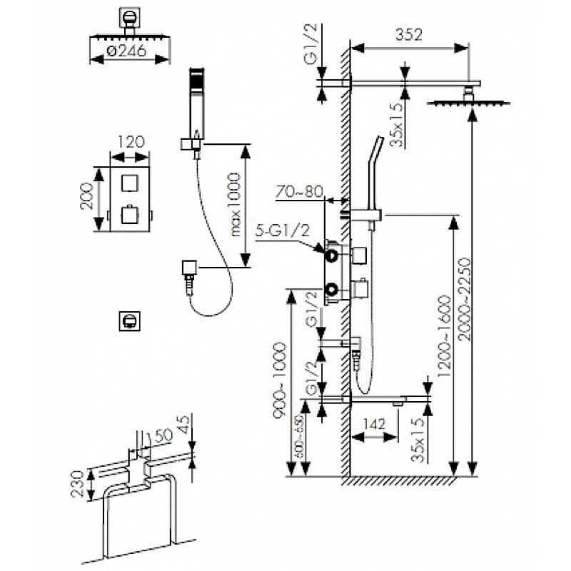 Душевая система Kaiser Sonat 34577 хром купить в интернет-магазине сантехники Sanbest