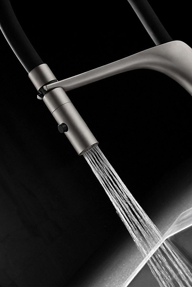 Смеситель для кухни Vincea VKF-115GM вороненая сталь купить в интернет-магазине сантехники Sanbest