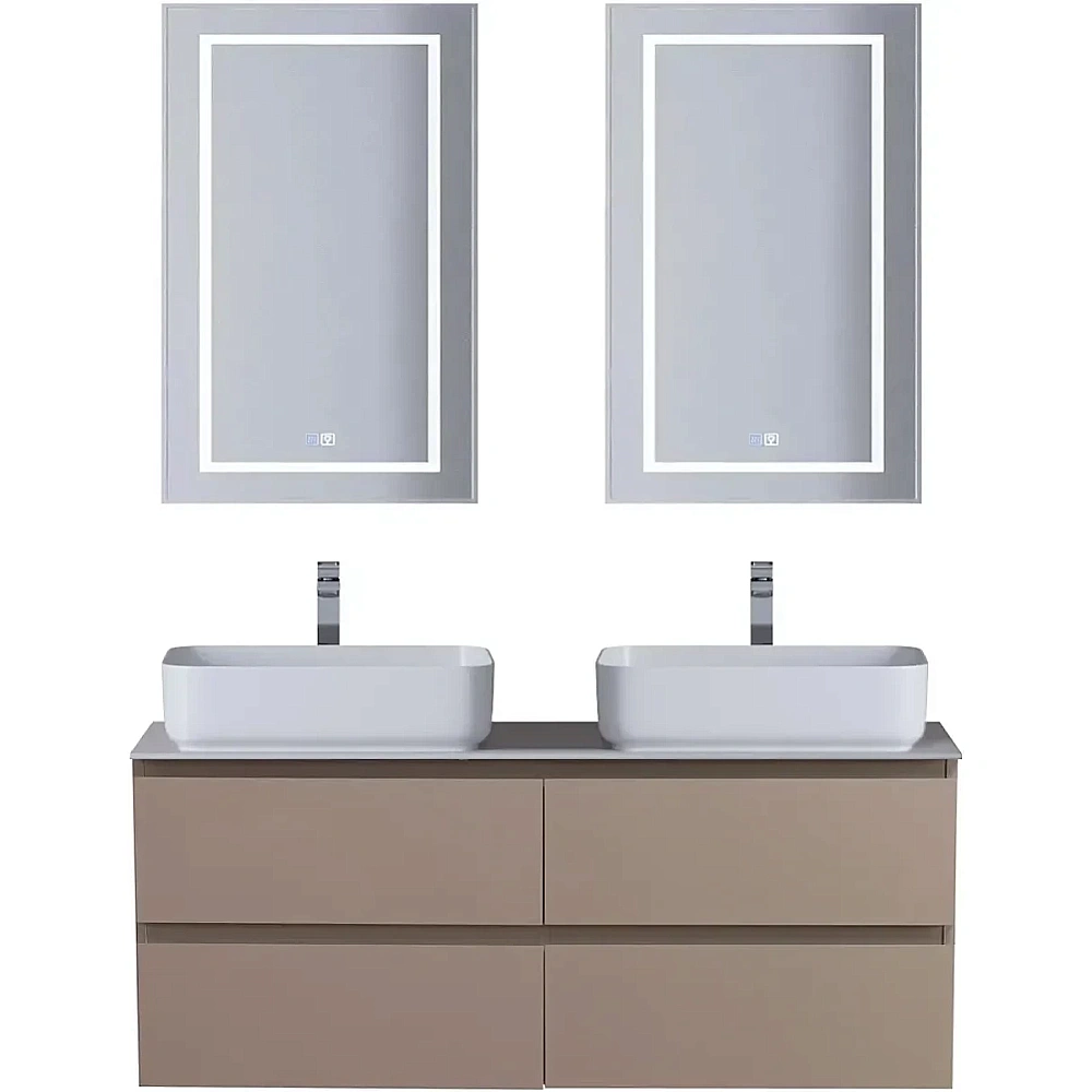 Тумба с раковиной и столещницей BelBagno 120 KRAFT-1200-4C-SO-СO+KEP-120-2-CEM бежевая матовая для ванной в интернет-магазине Sanbest