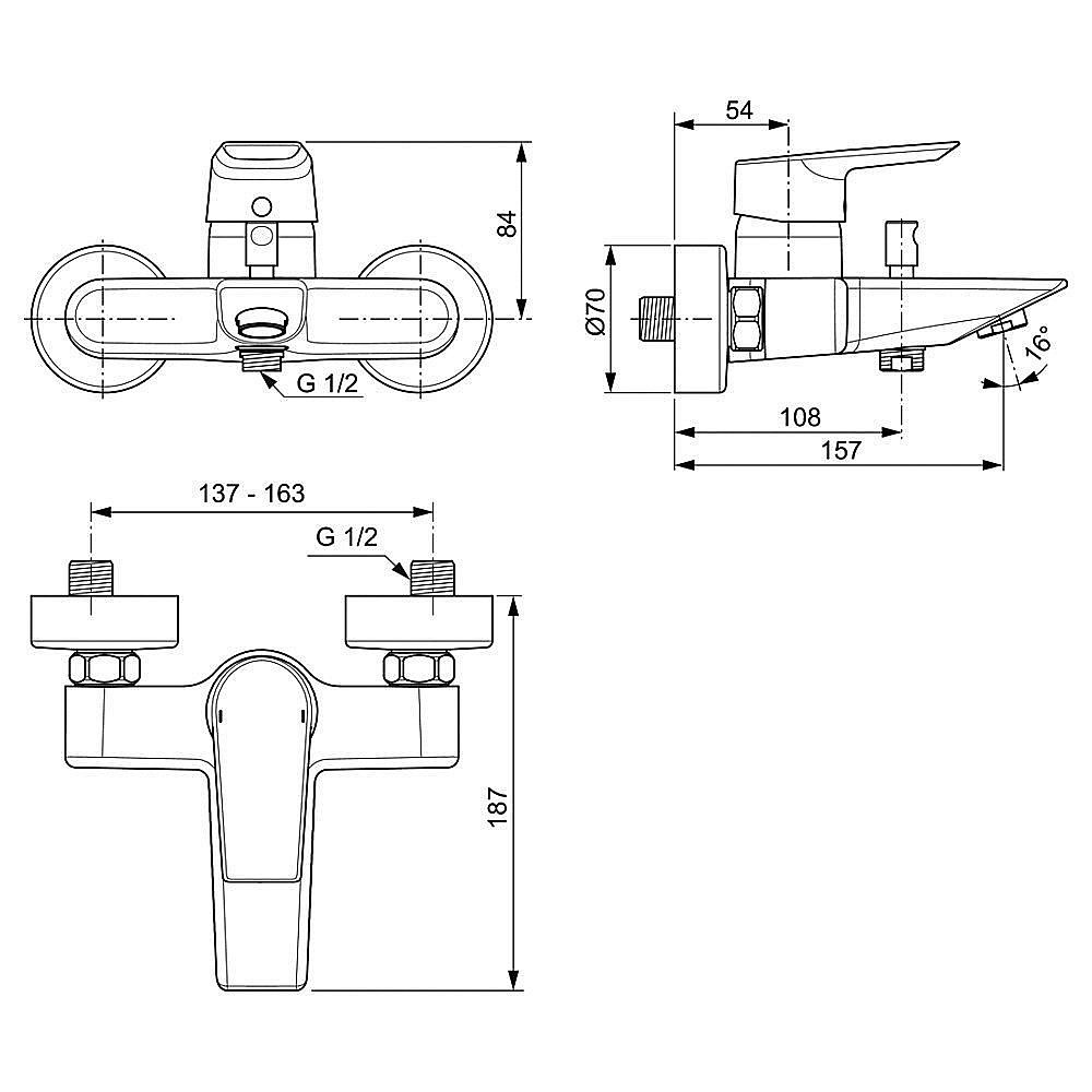 Смеситель для ванны Ideal Standard Tesi A6583AA купить в интернет-магазине сантехники Sanbest