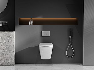 Унитаз подвесной Abber Rechteck AC1217 белый, безободковый, с крышкой микролифт, слив торнадо купить в интернет-магазине Sanbest