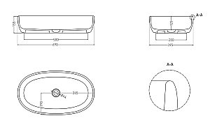 Раковина накладная Salini LUCE 110721MRH 69 из искусственного камня S-Stone, белая матовая, цвет по RAL снаружи купить в интернет-магазине Sanbest