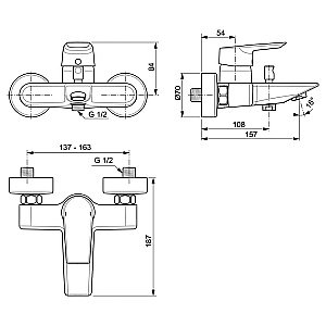 Смеситель для ванны Ideal Standard Tesi A6583AA купить в интернет-магазине сантехники Sanbest