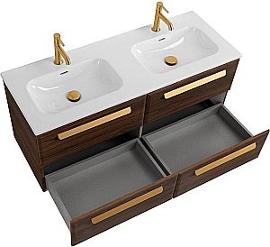 Тумба с раковиной Cezares ECO-CER-N 120 ECO-CER-N-1200-4C-SO-2-NCS-P орех шоколад софт для ванной в интернет-магазине Sanbest