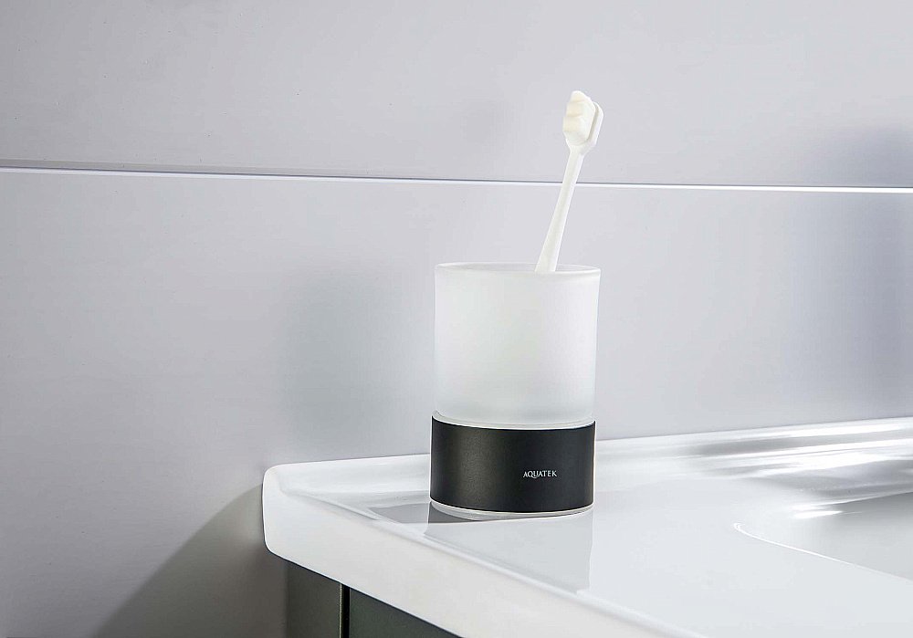 Стакан Aquatek Лира AQ4428MB стекло матовое/черный матовый купить в интернет-магазине сантехники Sanbest