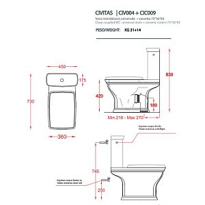 Унитаз моноблок Artceram CIVITAS CIV004 01 00 белый/хром купить в интернет-магазине Sanbest