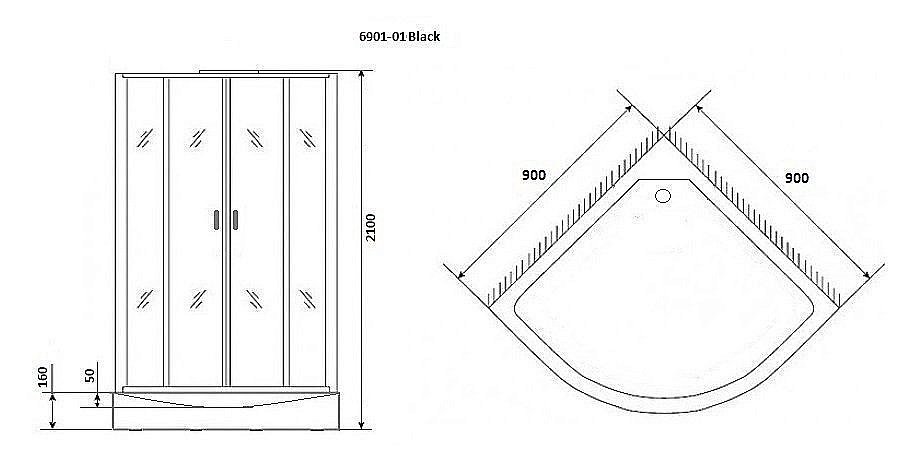 Душевая кабина Niagara Premium NG- 6901-01 BLACK 90x90 купить в интернет-магазине Sanbest