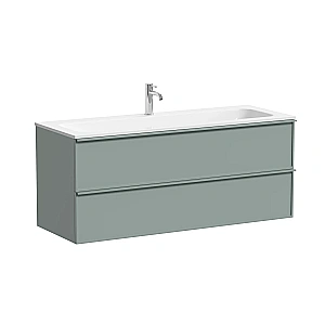 Тумба с раковиной Sancos Velta 120 VL120GG+CN7017 серо-зеленая матовая/раковина белая, с отверстием для ванной в интернет-магазине Sanbest