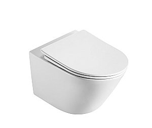 Унитаз подвесной D&K Rhein.Bach DT1476516 белый, безободковый, с крышкой микролифт, слив торнадо купить в интернет-магазине Sanbest