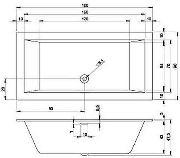 Акриловая ванна Riho Rething Cubic Fall 180x90 B107013005 белая купить в интернет-магазине Sanbest