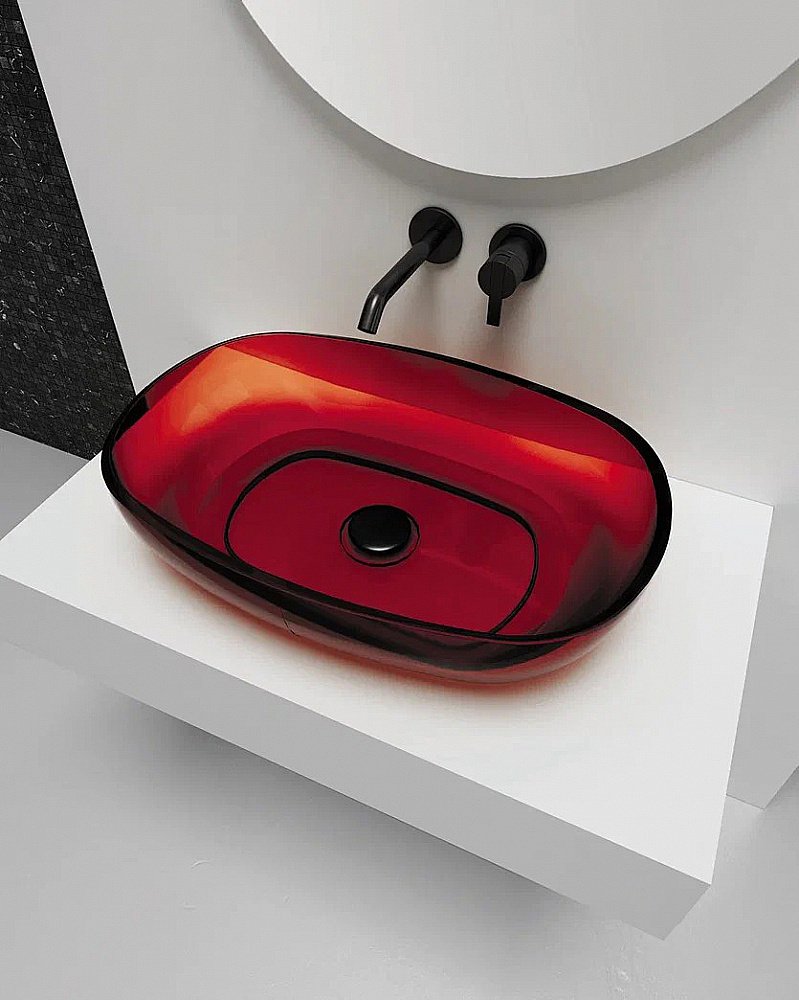 Раковина накладная ABBER Kristall AT2805Rubin красная купить в интернет-магазине Sanbest
