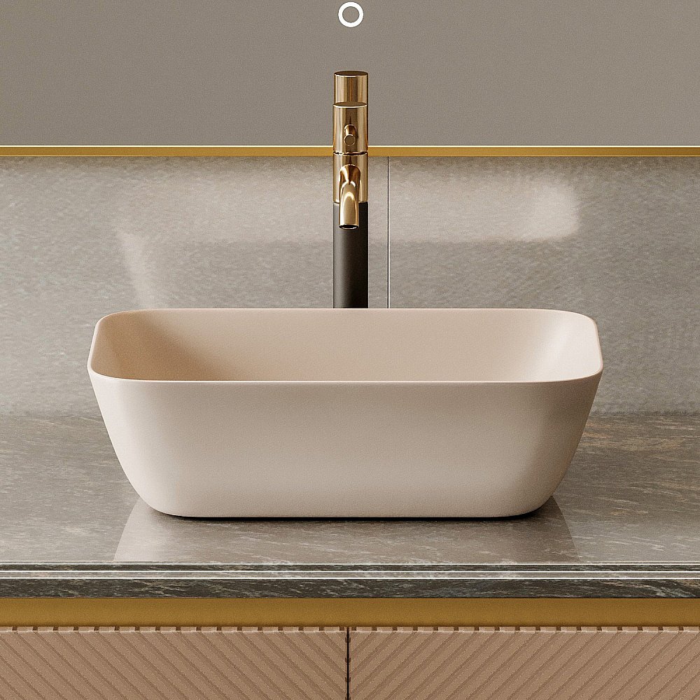 Раковина накладная ABBER Rechteck AC2200MBE светло-бежевая матовая купить в интернет-магазине Sanbest