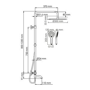 Душевая система WasserKraft A188.161.155.WM Thermo белый купить в интернет-магазине сантехники Sanbest