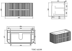 Тумба с раковиной Vincea Alto 100 VMC-4A100MLG/VCB-4A100MW светло-серый матовый для ванной в интернет-магазине Sanbest