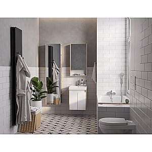 Тумба с раковиной Акватон Сканди Doors 45 белая/дуб верона для ванной в интернет-магазине Sanbest