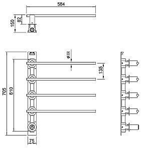 Полотенцесушитель электрический встраиваемый WONZON & WOGHAND DORTMUND, Темный графит (WW-A364-GM) купить в интернет-магазине сантехники Sanbest