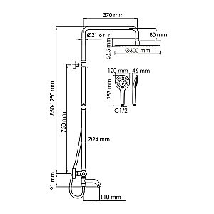 Душевая система WasserKraft Mindel 8500 SET2636 Thermo белый Soft-touch купить в интернет-магазине сантехники Sanbest