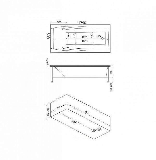 Ванна акриловая BAS Эвита 180x85 купить в интернет-магазине Sanbest