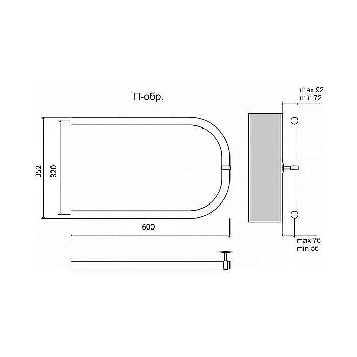 Полотенцесушитель водяной Terminus П-образный 320x600 купить в интернет-магазине сантехники Sanbest