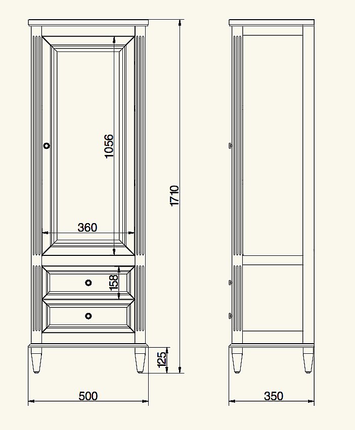 Пенал Migliore Kantri 26726 50 Bordo Patinato для ванной в интернет-магазине сантехники Sanbest