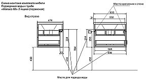 Тумба с раковиной Эстет Monaco 60 подвесная 2 ящика белая для ванной в интернет-магазине Sanbest