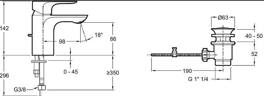 Cмеситель для раковины Jacob Delafon ALEO E98332-CP купить в интернет-магазине сантехники Sanbest