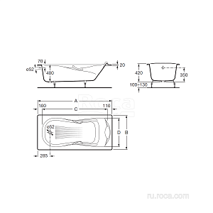 Ванна Roca Haiti 2332G000R 150x80 купить в интернет-магазине Sanbest