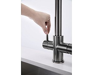 Смеситель для кухни Paulmark Lange La214212-GM вороненая сталь купить в интернет-магазине сантехники Sanbest