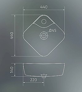 Раковина накладная Gid Geometrico 44 N9442 51153 белая купить в интернет-магазине Sanbest