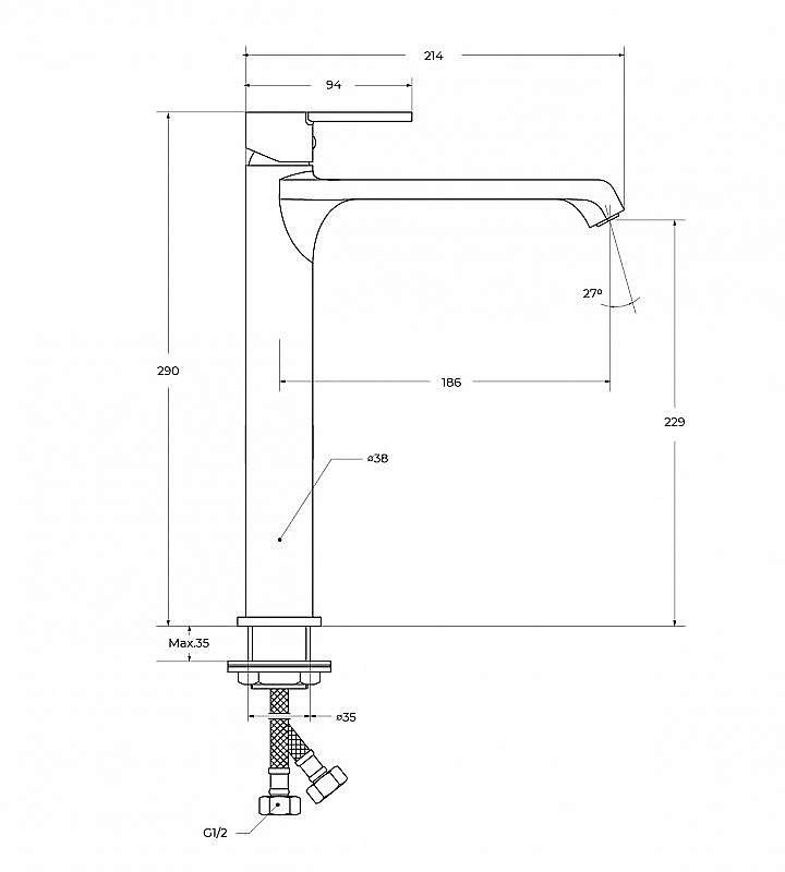 Смеситель для раковины BelBagno AURORA-LMC-CRM-W0 хром купить в интернет-магазине сантехники Sanbest