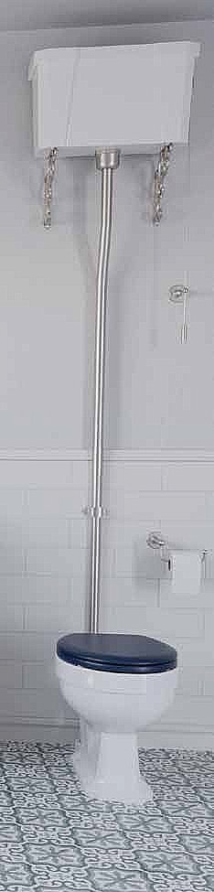 Унитаз с высоким бачком Burlington P2 белый, ручка никель/белая купить в интернет-магазине Sanbest